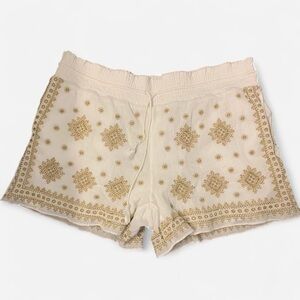 J. Crew Cream and Gold Patterned Women Shorts